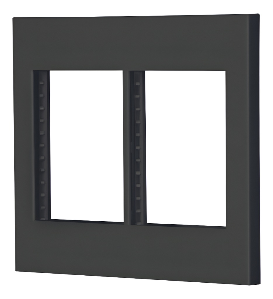Placa 2 Ventanas 6 Modulos Linea Española Volteck 47999 Color Negro