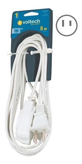 Extensión Eléctrica Doméstica, 6 M, Blanca, Volteck 48024 Color Blanco