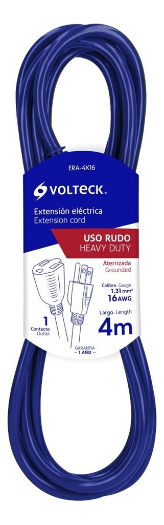 [TR-ERA-4X16] Extensión Uso Rudo Aterrizada 4 M Calibre 16 Volteck 48057