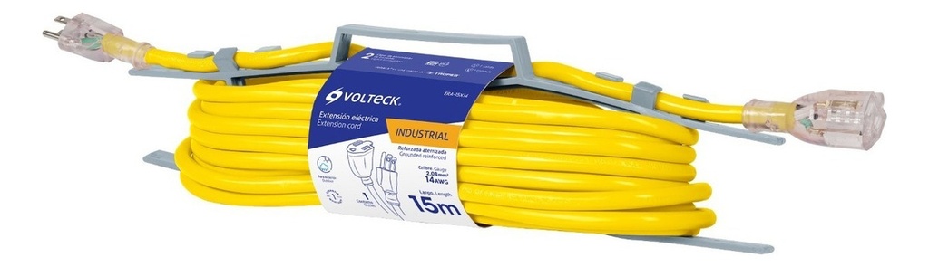 Extensión Reforzada Aterrizada 15m Calibre 16 Volteck 48068