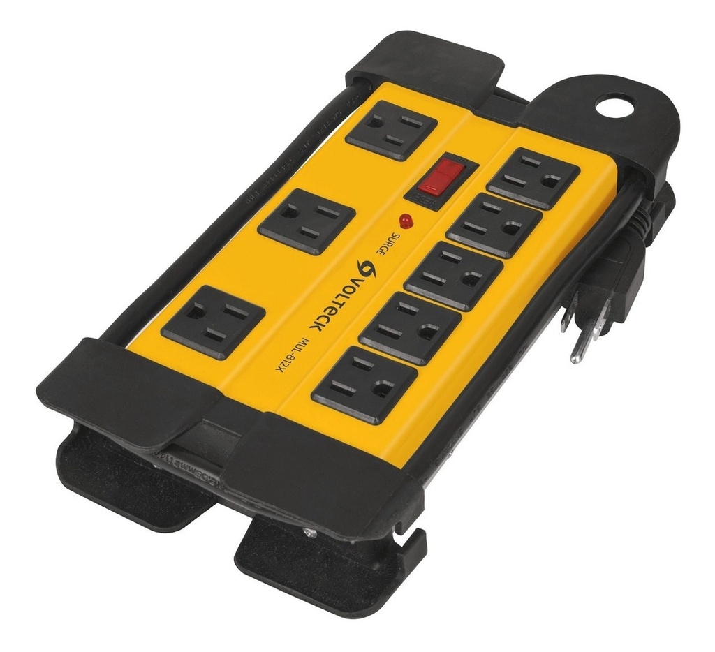 Multicontacto Uso Industrial 8 Entradas Supresor 1200 Joules Volteck Mul-812x