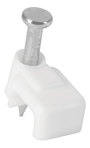 Grapa Cable Plana 5mm 20 Piezas Blanca Polietileno Voltech Blanco