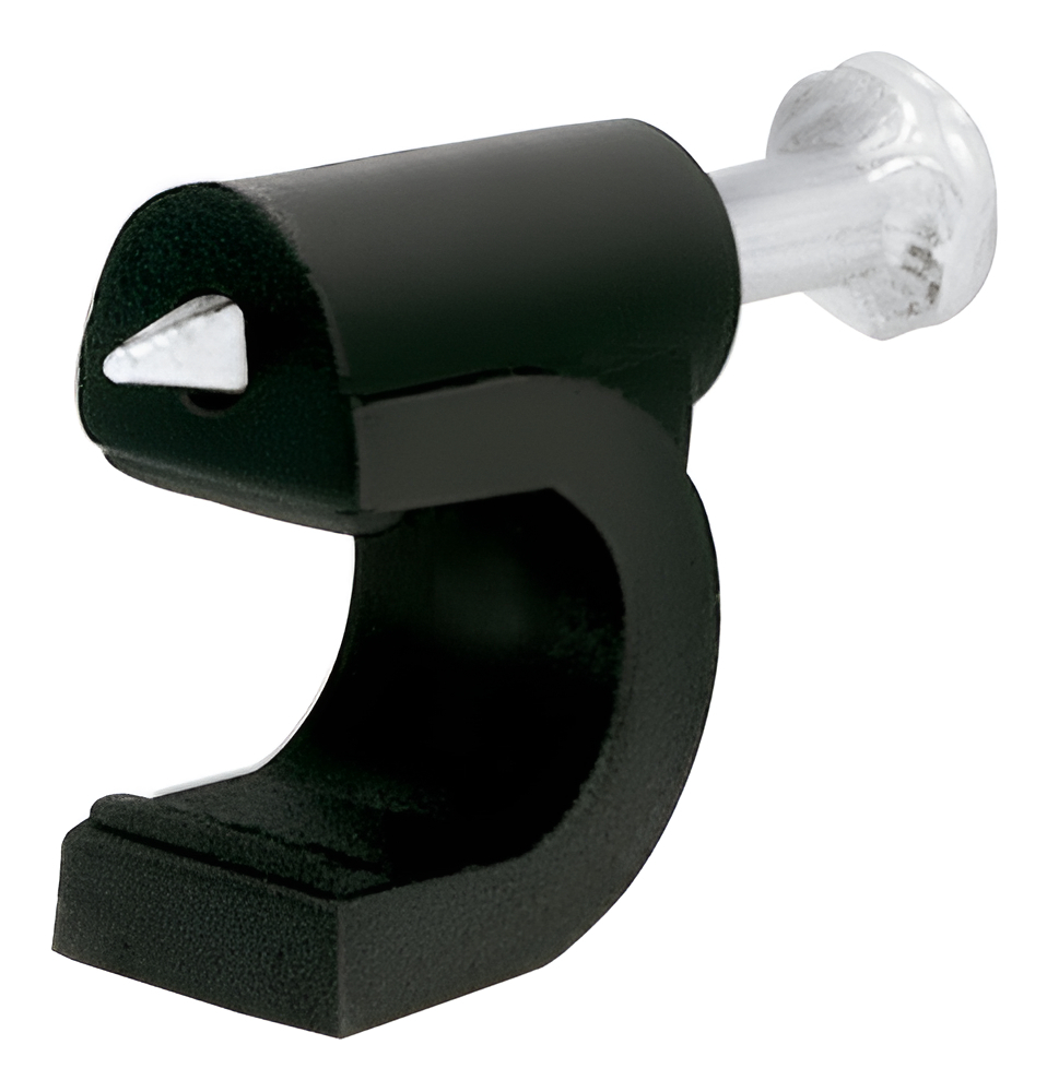 Grapa Cable Curva 16 MM Negra Voltech 20 Pzas Polietileno Negro