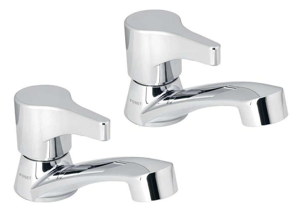 Juego Llaves Individuales Lavabo Palanca Basic Foset 48382 Acabado Cromado Color Gris Claro