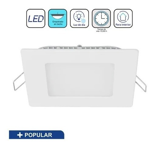 Luminario Empotrado 30 Leds Cuadrado Voltech 48540 Estructura Blanco