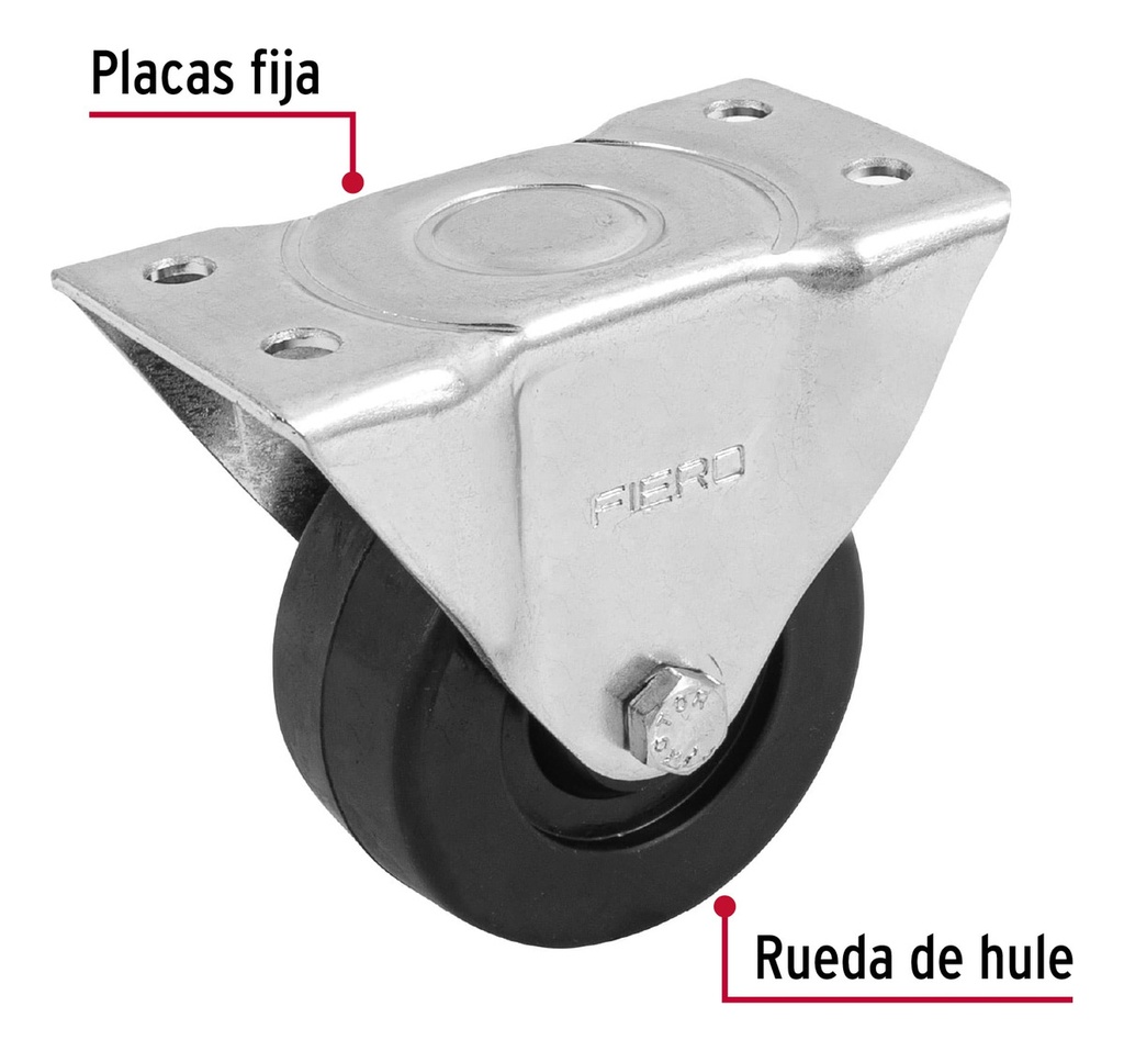[TR-RO-113] Rueda Llanta Rodaja Placa Fija 3'' Carga 90kg Fiero 48599