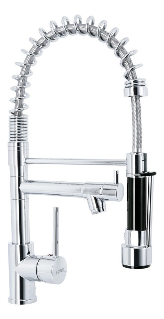 Monomando Con Doble Salida Para Fregadero, Foset, 49106 Plateado