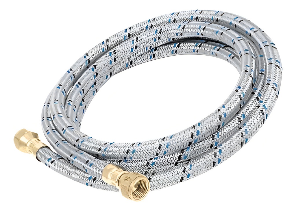 [TR-FGA-15] Manguera Aluminio Gas 3/8'' X 3/8'' 1.5 Mt Foset 49139 Color Plateado