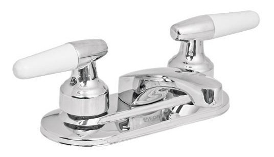 [TR-M-048I] Mezcladora Lavabo 4 Cuello Corto Tipo Cono Foset 49203 Acabado Cromado Color Plateado