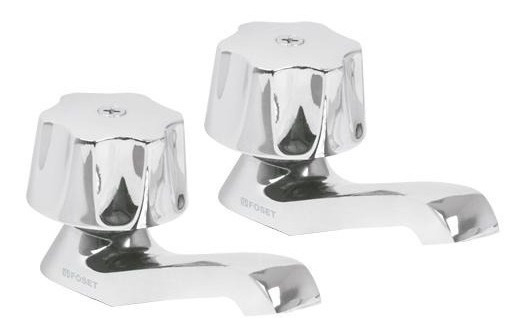 [TR-M-242] Juego Llaves Individuales Lavabo 2 Pz Zamac Foset 49234 Acabado Cromado