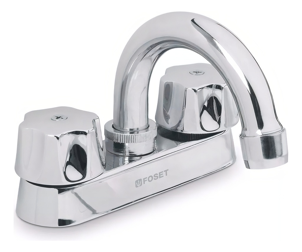 [TR-M-050] Mezcladora Para Lavabo, Hexagonales, Cuello Curvo, 49236 Color Plateado