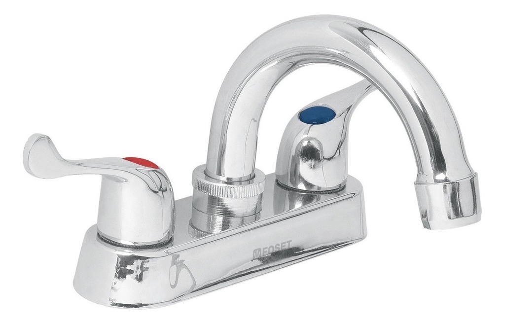 Mezcladora Lavabo 4' Cuello Curvo Zamac Palanca Foset 49279 Acabado Cromado Color Plateado