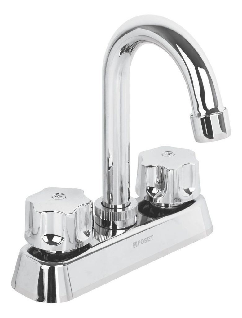 [TR-MP-060] Mezcladora Abs Lavabo 4'' Cuello Tipo Bar Foset 49288 Acabado Cromado Color Gris