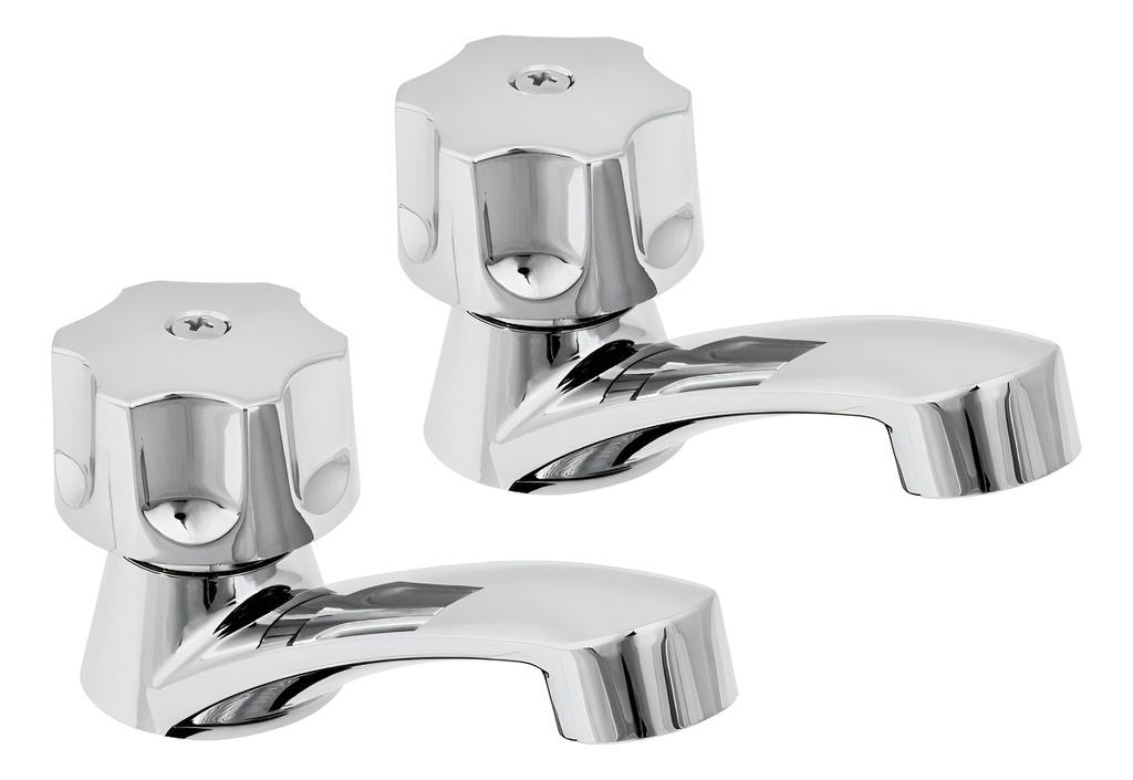 [TR-MP-242] Juego Llaves Individuales Lavabo Abs Basic Foset 49308 Color Plateado