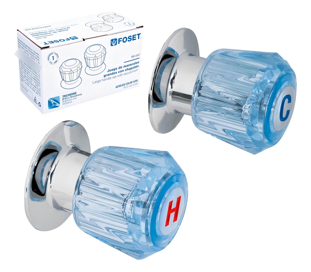 Juego De 2 Manerales Acrílico Azul Para Regadera, Foset