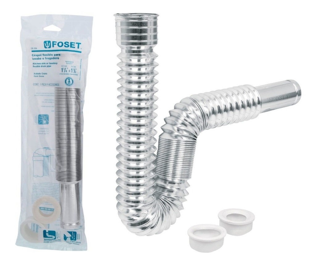 Céspol Flexible P/lavabo Polipropileno Cromo Foset 49507