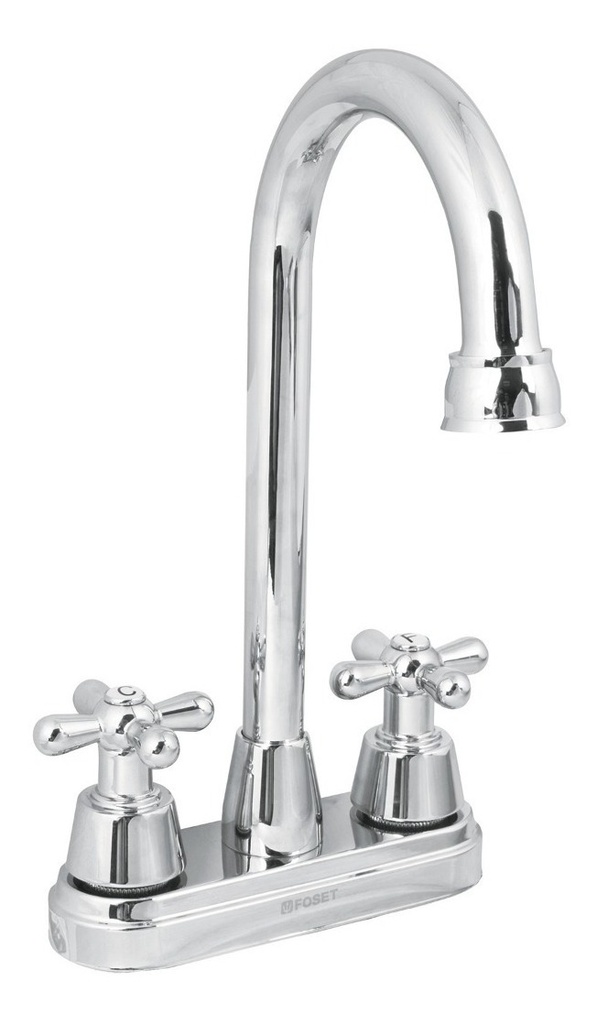 Mezcladora Lavabo 4' Cuello Bar Zamac Cruceta Foset 49690 Acabado Cromado Color