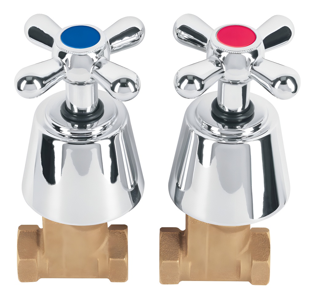 [TR-AQE-061] Juego Llaves Empotrar Roscable Maneral Cruceta Foset 49796 Acabado Cromado