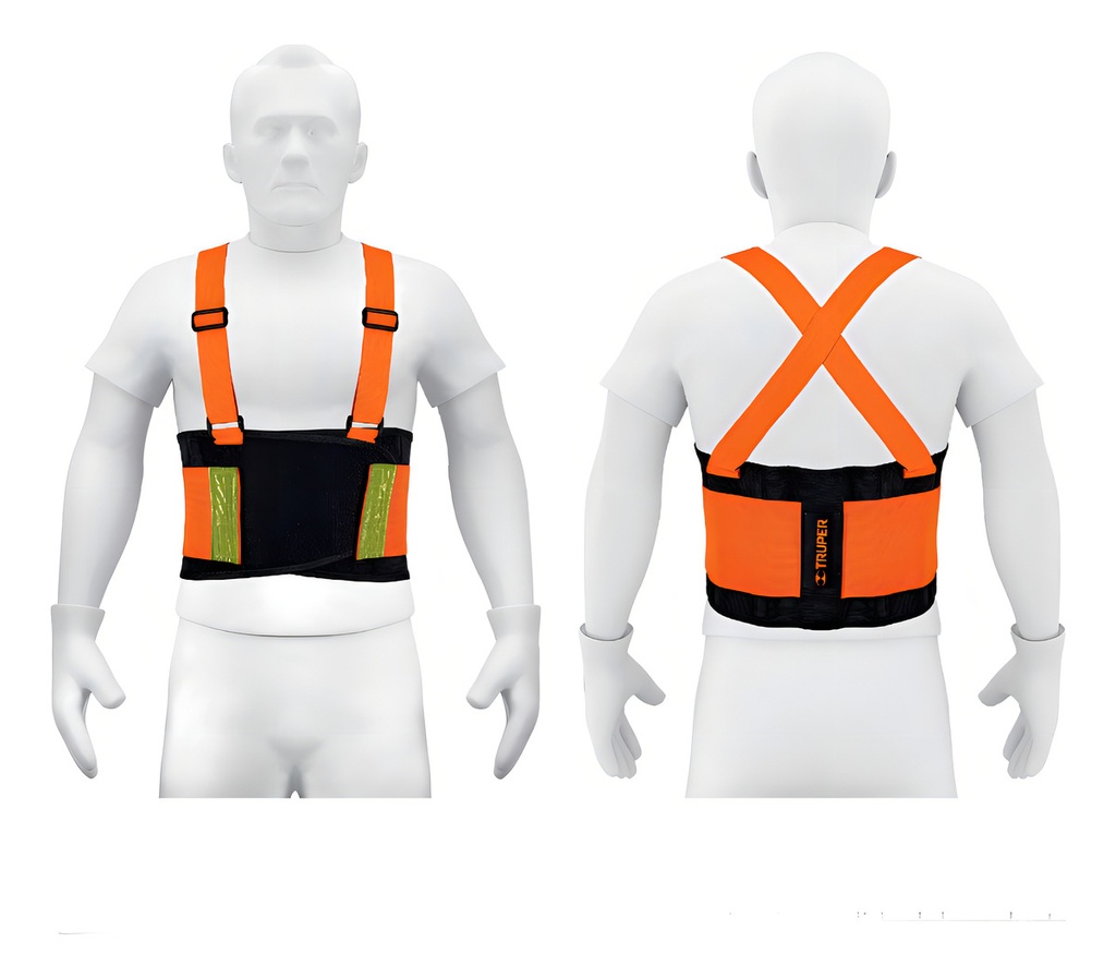 Faja Lumbar Naranja C/cintas De Alta Visibilidad, M, 100356 M Truper