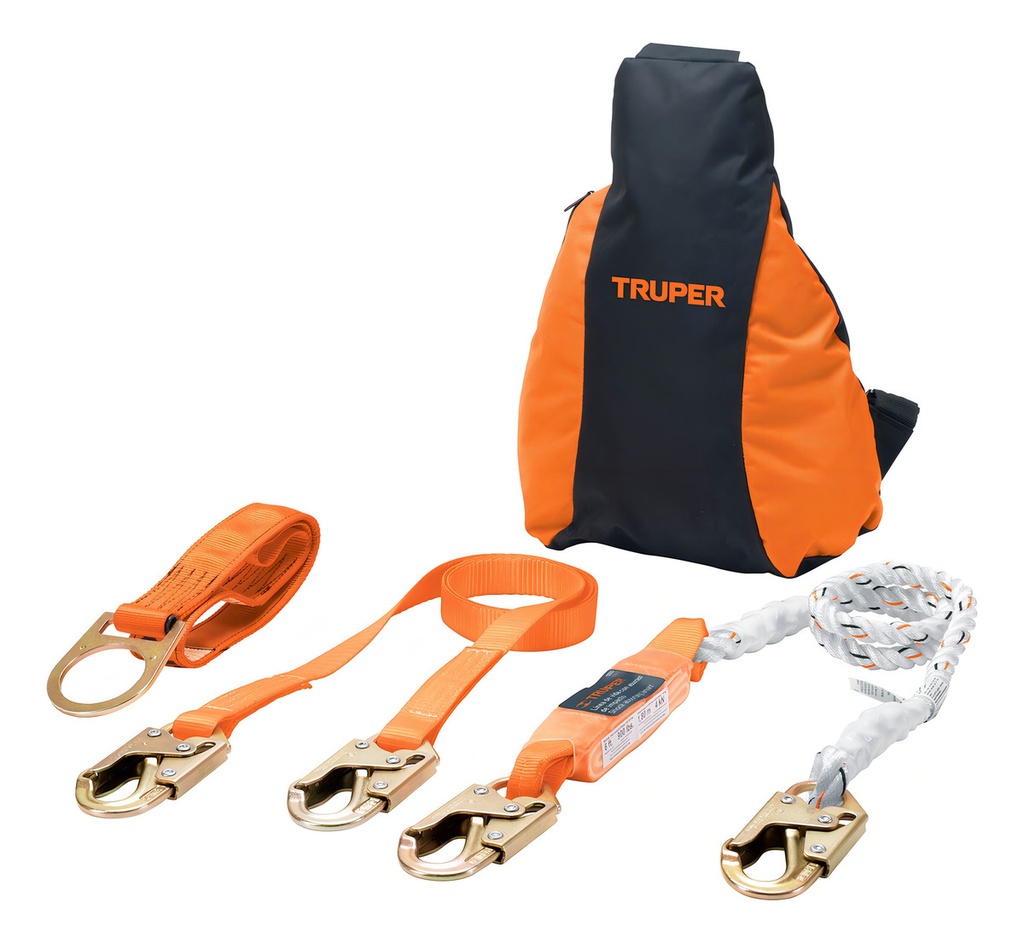[TR-ARN-KIT-3A] Kit Contra Caídas Arnés De Tres Anillos Ansi Truper 100887 Color Naranja