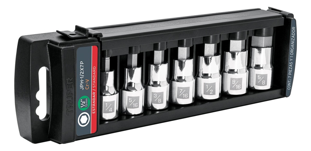 Juego De 7 Dados Cuadro 1/2 Punta Hexagonal Std, Truper