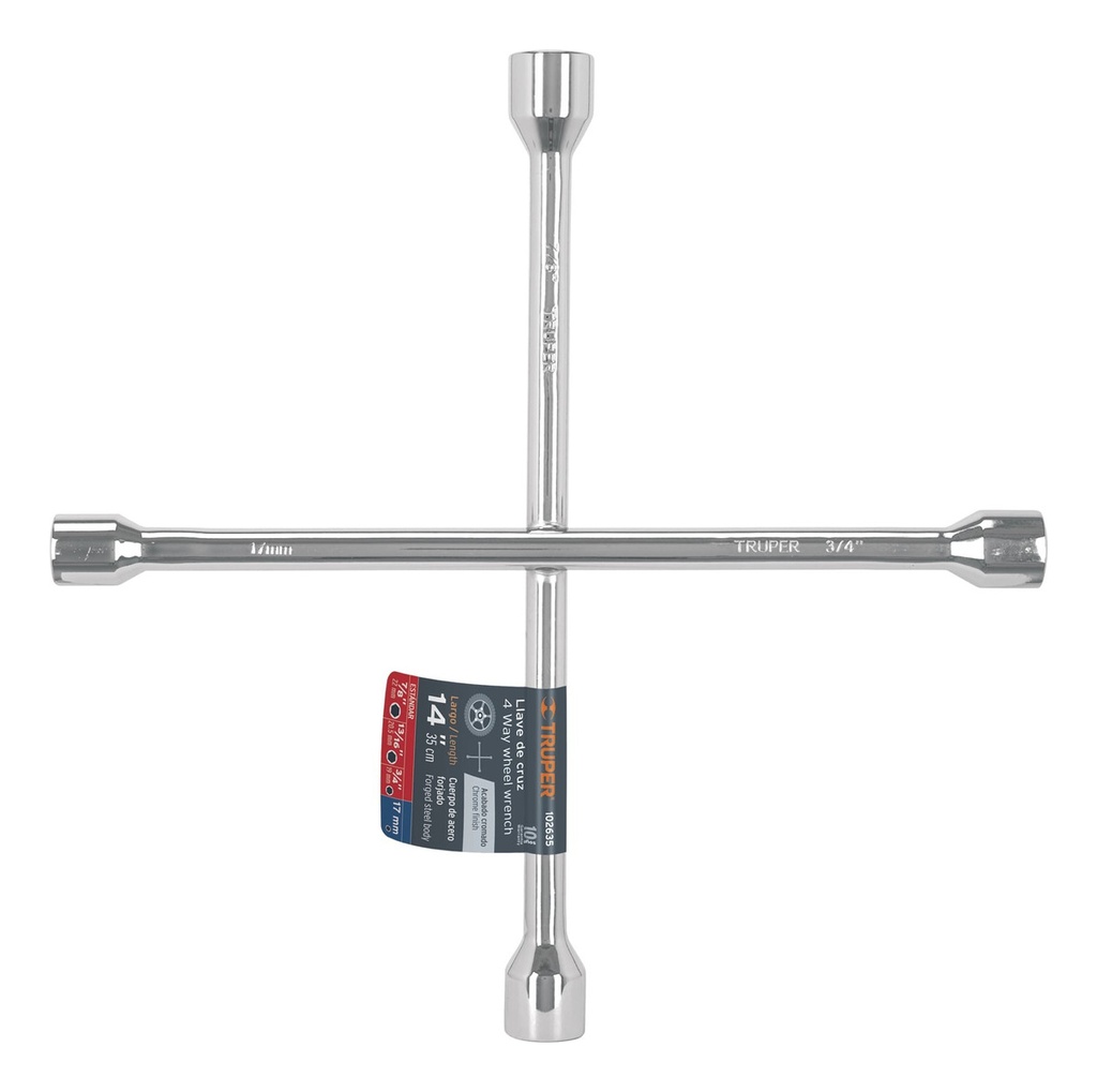 Llave De Cruz 14 Cruceta Pulida Cromada Truper 102635