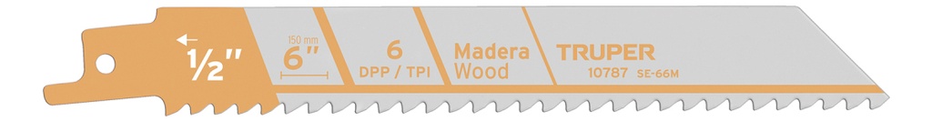 Segueta Sierra Sable, 6", 6 Dpp, Recta Para Madera, 2 Pzas Truper