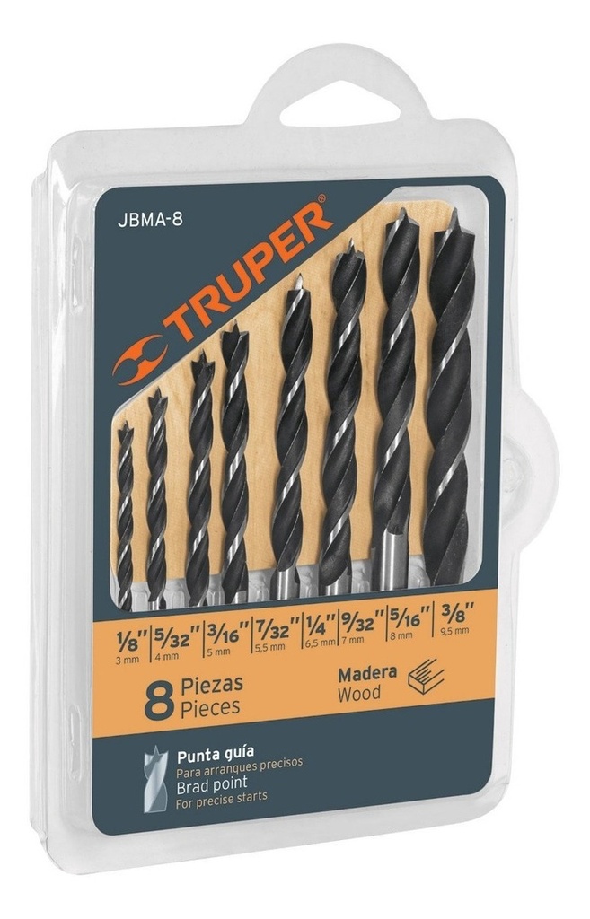 [TR-JBMA-8] Juego Brocas Madera 8 Pz Truper 11338