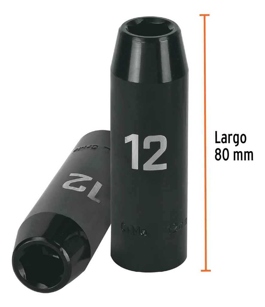 Dado 1/2" 6 Puntas Impacto Largo 12 Mm Truper 12424