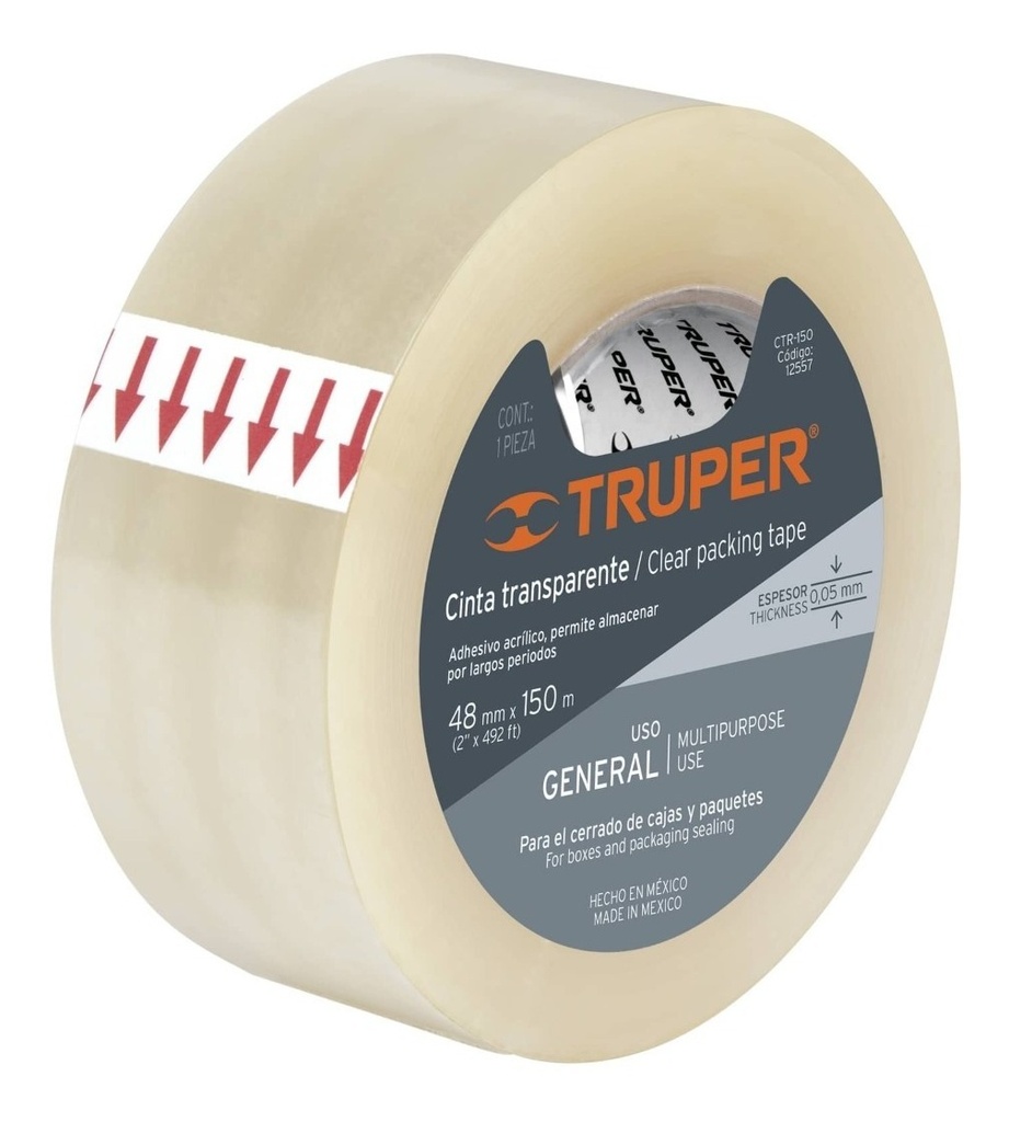 Cinta Transparente 150 M, Pieza Truper 12557