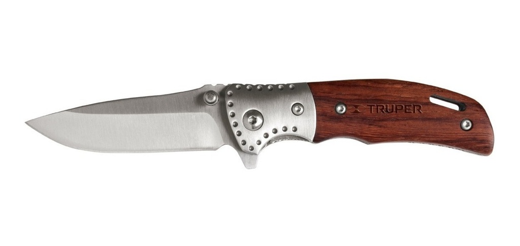 Navaja Abatible, Mango De Madera, 3-1/2" Truper 13889 Color Marrón Oscuro
