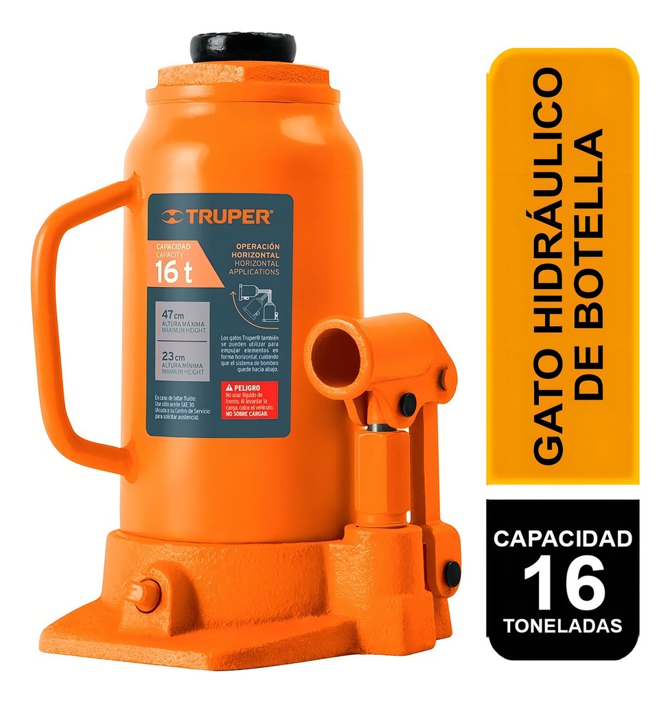 Gato Hidraulico T. Botella 16 Ton Truper 14820