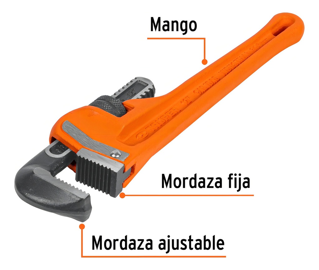 Llave Para Tubo, Stilson, 12' Truper Color Naranja