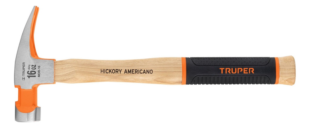 Martillo Pulido 16 Oz Uña Recta, Mango Hickory, Truper 16658