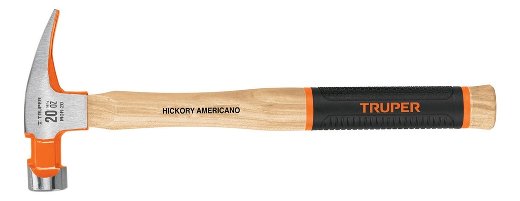 [TR-MOR-20] Martillo Pulido 20 Oz Uña Recta, Mango Hickory, Truper Grip