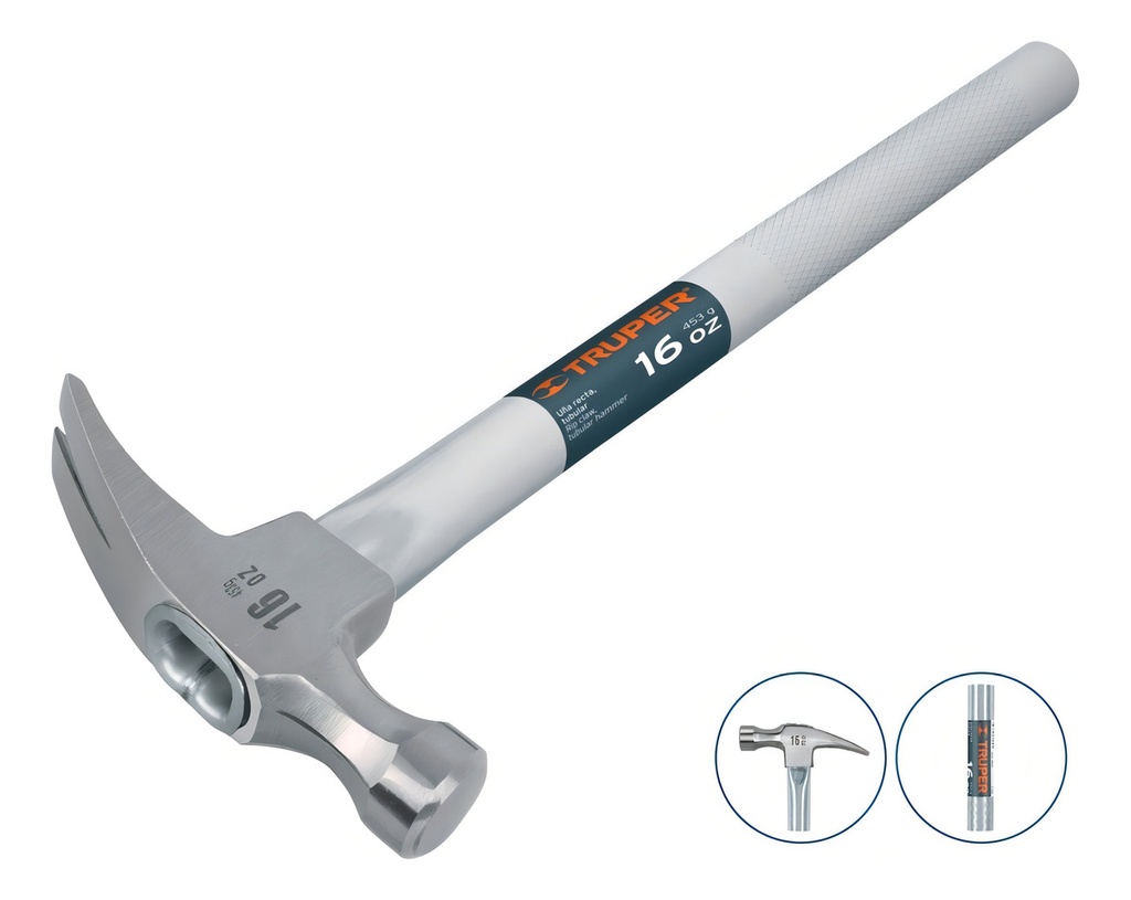[TR-MTR-16] Martillo Tubular Pulido 16 Oz Uña Recta Truper 16702