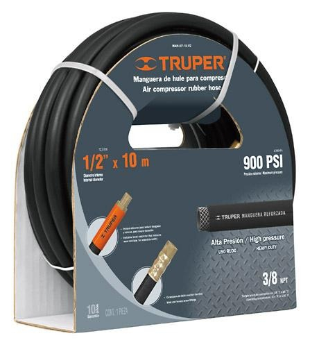 Manguera Para Alta Presión, 10 Mts, 1/2" Truper 17085 Color Negro