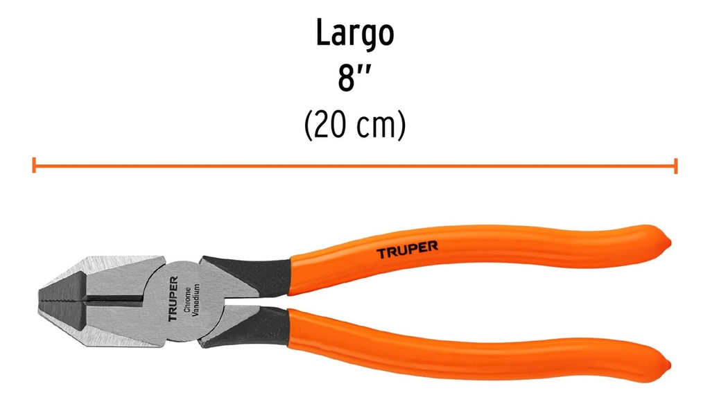 Pinza Para Electricista 8" Cabeza Cuadrada Mango Pvc, Truper