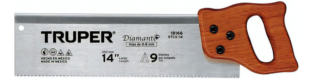 [TR-STCX-14] Serrucho De Costilla Diamante 14" Mango Madera Truper 18166