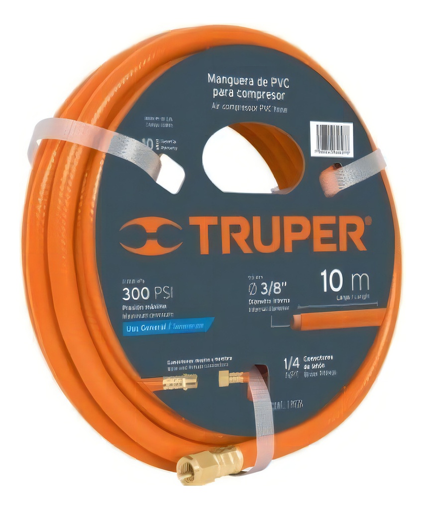 Manguera Compresor Pvc 1/4' X 10 Mt Baja Presió Truper 19014 Color Naranja