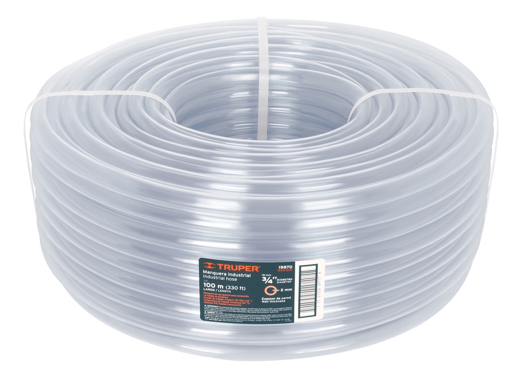 Rollo De 100 Metros Diámetro 3/4" Manguera Industrial De Pvc Truper 19870