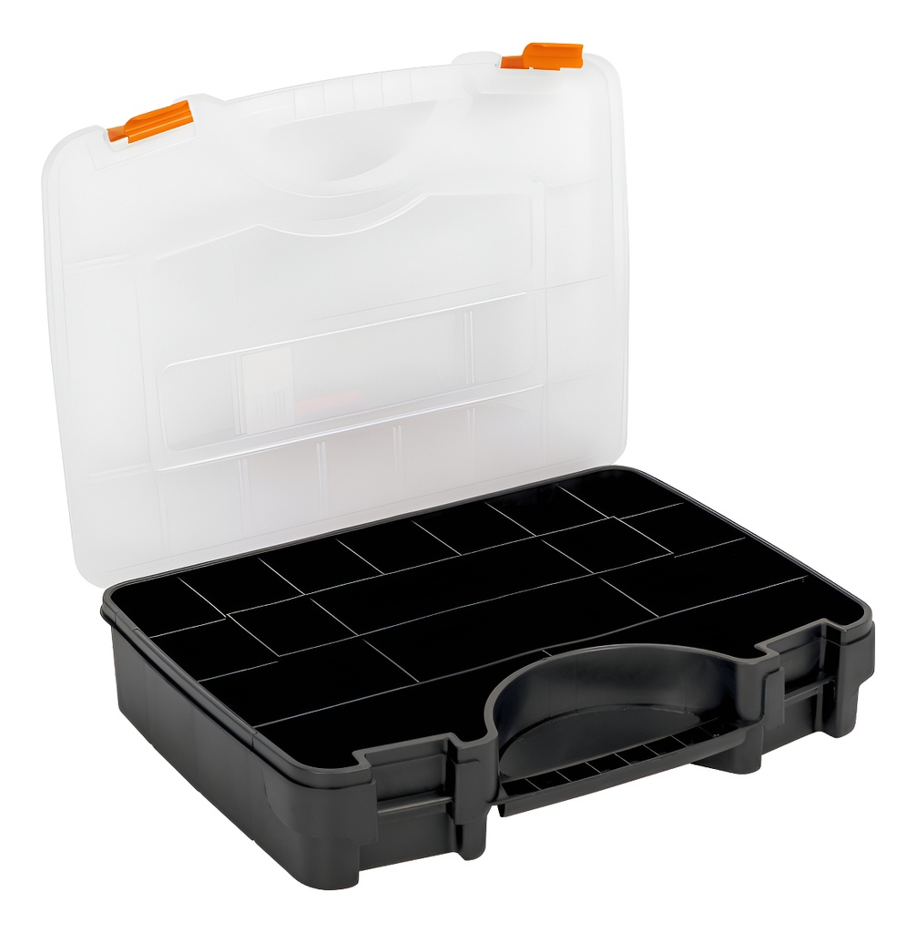 Organizador De Plástico Con Asa 17 Compartimentos Color Negro