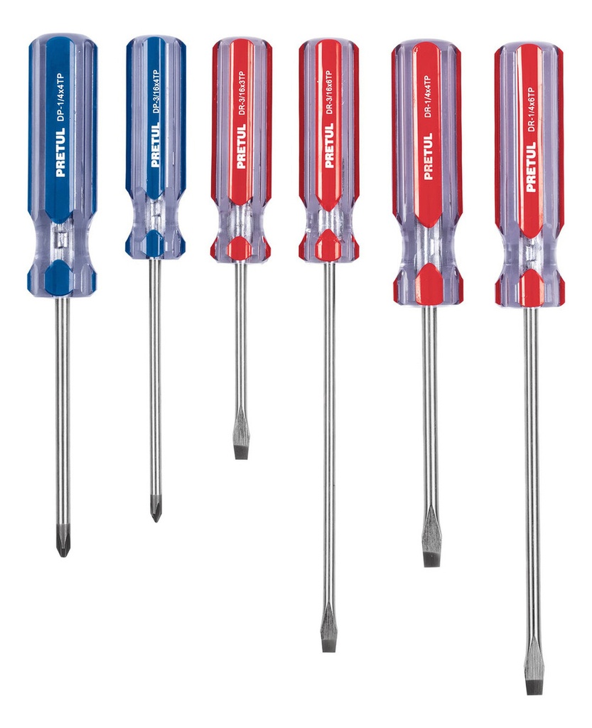 Juego Desarmadores 6 Pz Pvc Transp. Pretul 20214