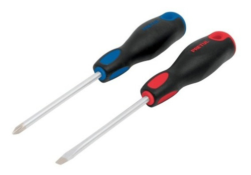 Dúo de Desarmadores, 1/4x4, Mango Comfort Grip, 20215 Pretul