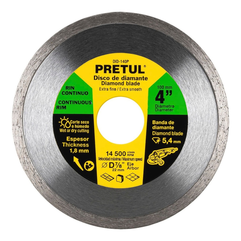 Disco de Diamante de 4' X 1.8 MM Rin Continuo, Pretul
