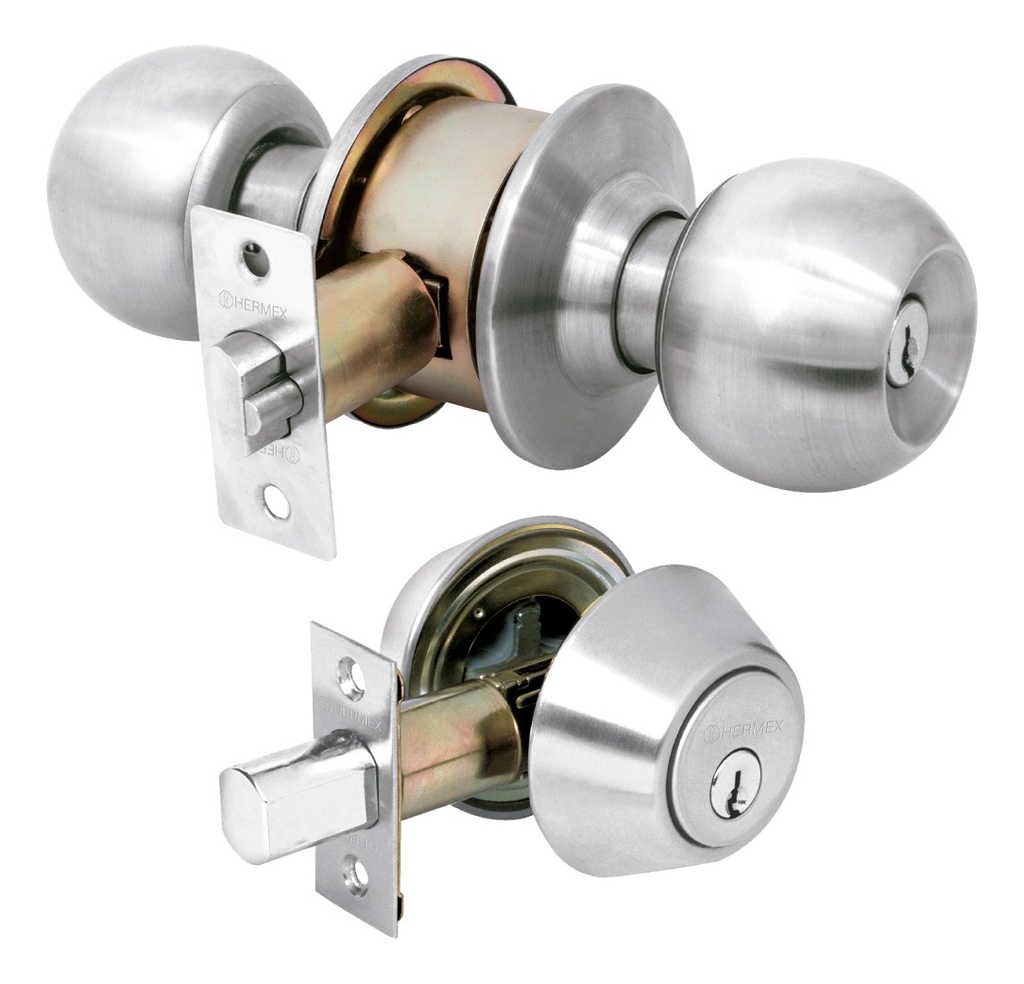 Combo Cerraduras, Llave-llave, Cromo, Hermex 23621