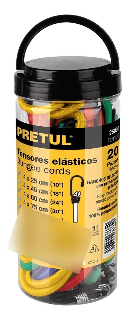 [TR-TENS-20] Juego de 20 Tensores Elásticos, Pretul 25090