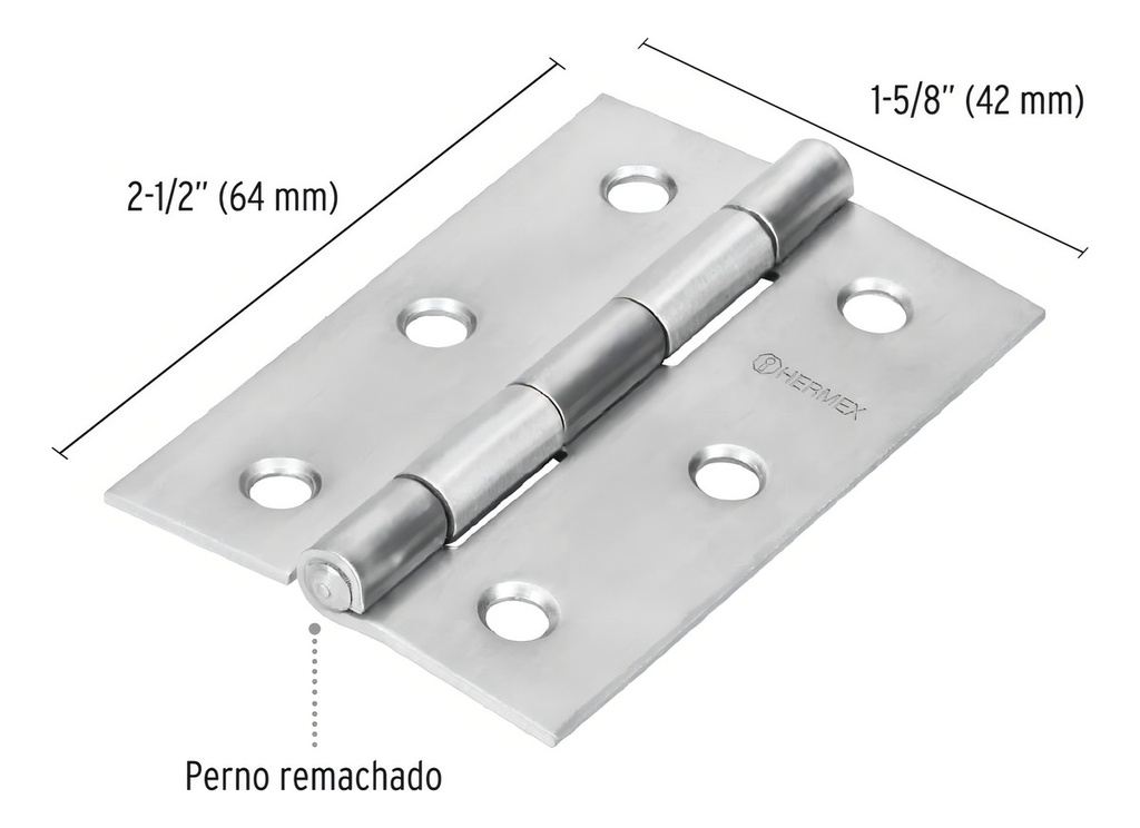 Bisagra Rectangular 2-1/2'', Acero Inoxidable Hermex 43202