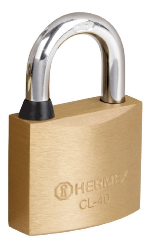 Candado De Latón Hermex Cl-40 Gancho Corto 40 Mm Con 2 Llaves Dorado