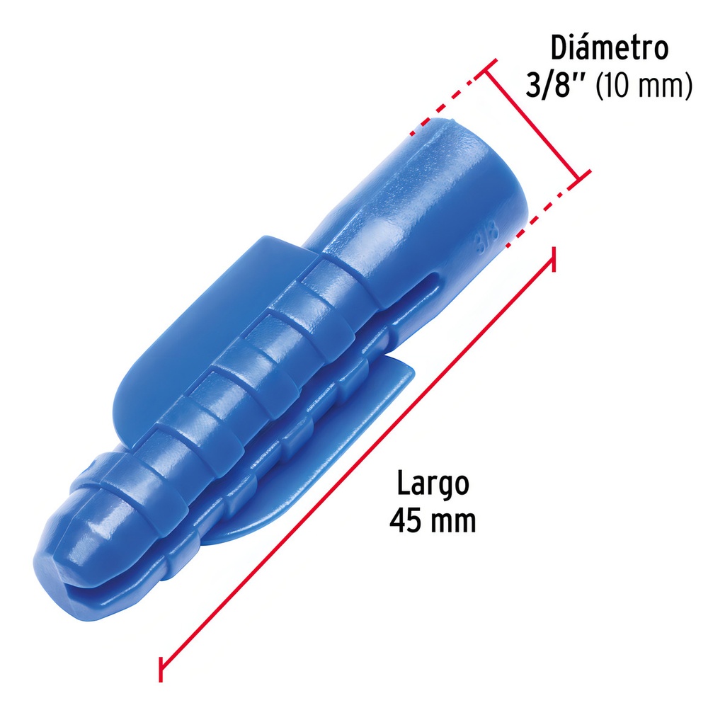 [TR-TAQ-3/8P] Taquete Plástico 3/8' Azul 50 Pzs Fiero 44201